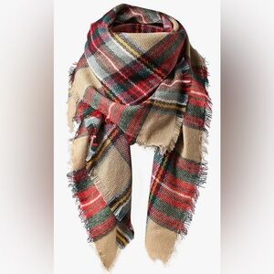 Plaid Fringe Scarf
